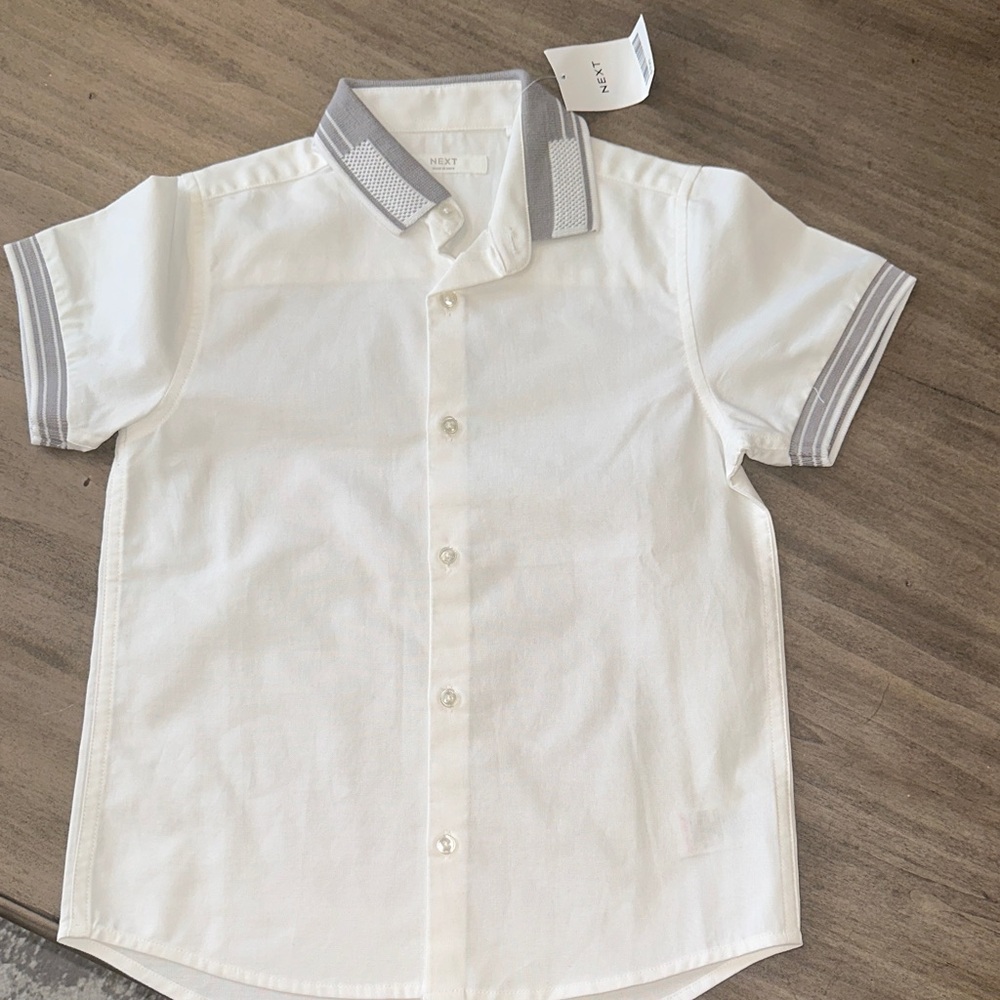 NEXT Kids White Shirt with Gray Trim